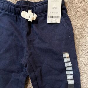 Carter's Dark Blue Joggers with Cream Tie